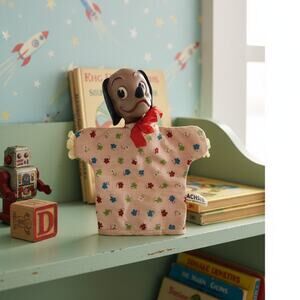 Vintage Disney Dachsie Hand Puppet-Gund Swedlin-1960s-Rubber Head Toy-Nursery